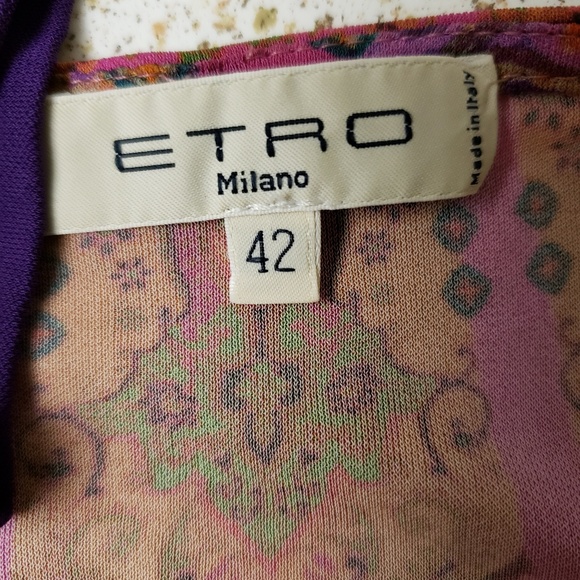 {Etro} Abstract Print Jersey Knit VNeck Wrap Dress - Picture 8 of 8